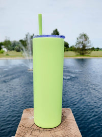 Engraved 20oz Skinny Tumbler Lime Green by Sunny Box
